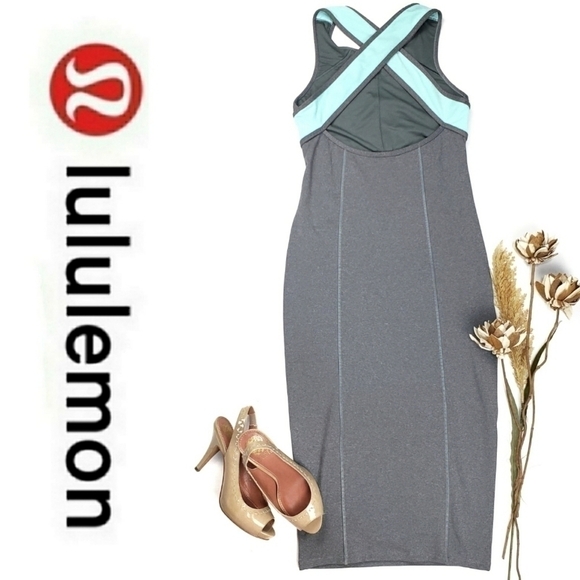 lululemon athletica Dresses & Skirts - Lululemon Athletica Sultry Gray Turquoise Sports Dress Size XS